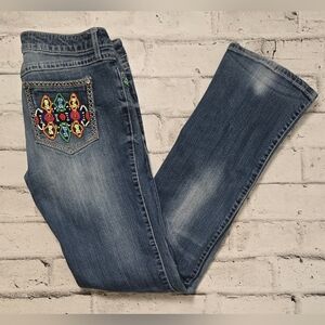 Rock 47 by Wrangler Ultra Low Rise Bootcut Beaded Jeans 32×34